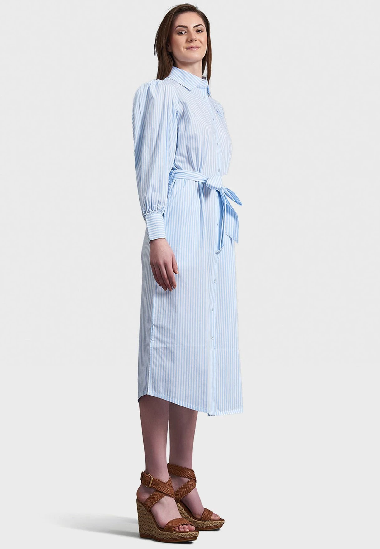 BEVERLY HILLS POLO CLUB Striped Puff Sleeve Belt Detail Dress 5 BEVERLY HILLS POLO CLUB Striped Puff Sleeve Belt Detail Dress - Image 5