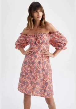 DeFacto Woman A-Line Short Sleeve Woven Dress -Silk Bloom Dresses Store 5 zoom desktop 210