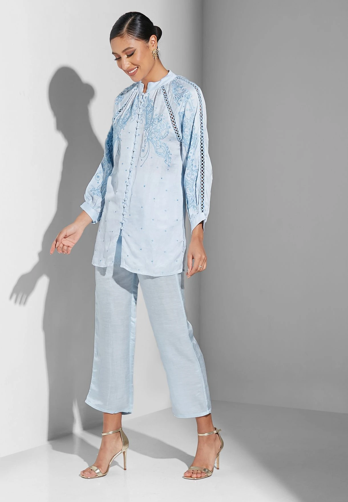 Embroidered Button Detail And Pants Set 5 Embroidered Button Detail And Pants Set - Image 5