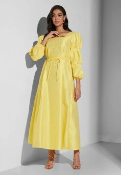 Puff Sleeve Pleat Detail Dress -Silk Bloom Dresses Store 5 zoom desktop 244