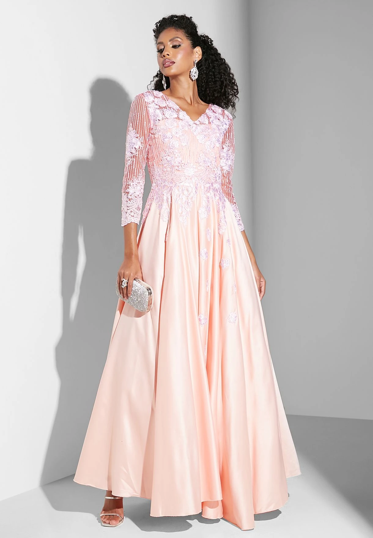 V-Neck Embroidered Pleat Detail Dress 5 V-Neck Embroidered Pleat Detail Dress - Image 5