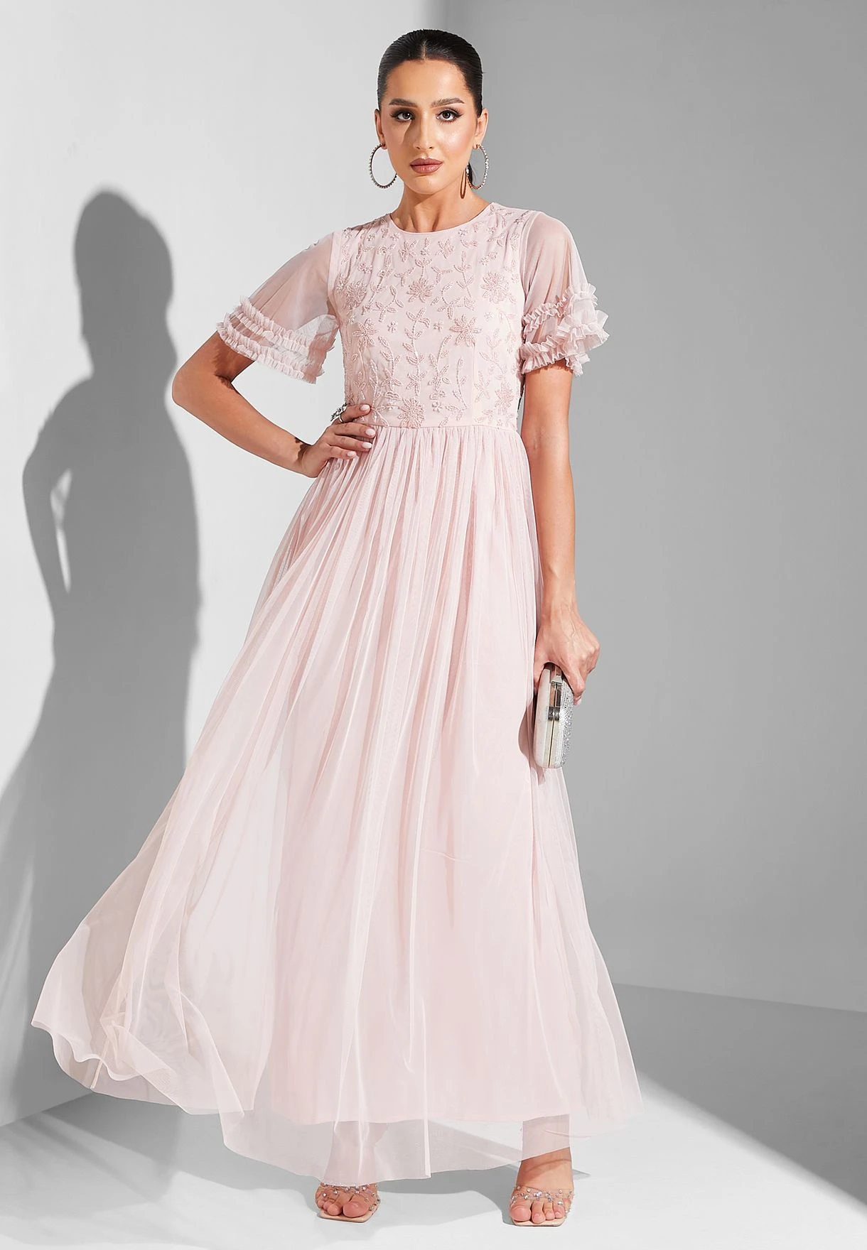 Embellished Bodice Dress With Ruffle Sleeves 5 Embellished Bodice Dress With Ruffle Sleeves - Image 5