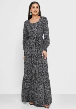 Keyhole Back Floral Print Tie Detail Dress -Silk Bloom Dresses Store 5 zoom desktop 274