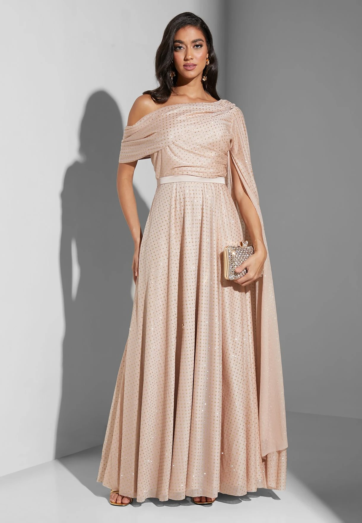 Belted Cape Sleeve Asymmetric Dress 5 Belted Cape Sleeve Asymmetric Dress - Image 5