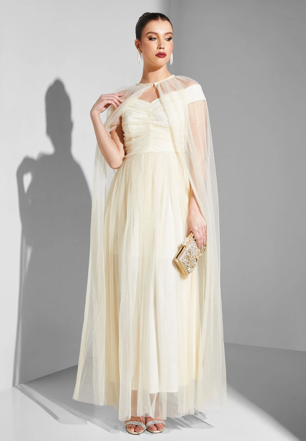 Cape Sleeve Mesh Dress 5 Cape Sleeve Mesh Dress - Image 5