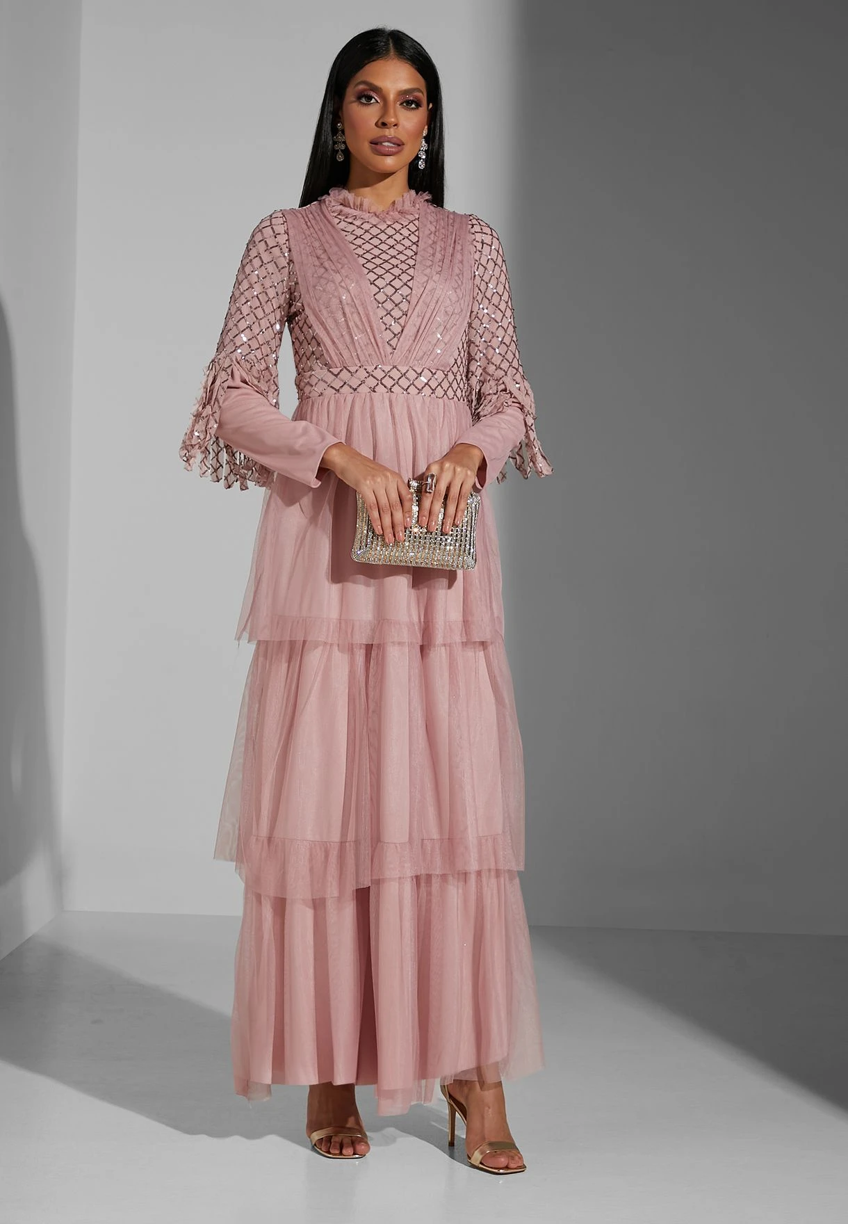 Shimmer Sleeve Layered Dress 5 Shimmer Sleeve Layered Dress - Image 5