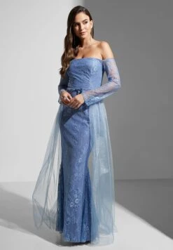 Off-Shoulder Cinched Waist Gown -Silk Bloom Dresses Store 5 zoom desktop 321