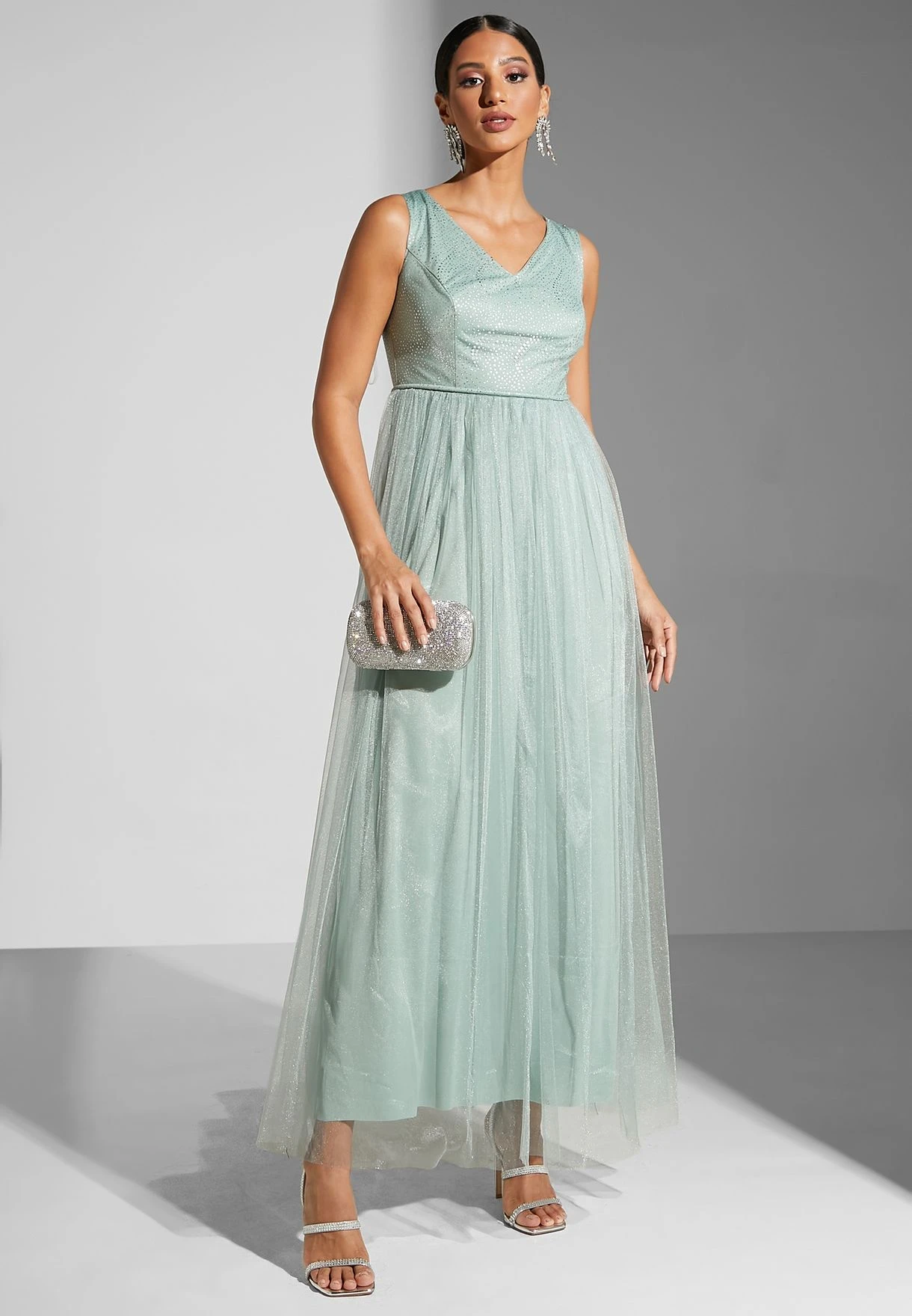 V-Neck Flared Gown 5 V-Neck Flared Gown - Image 5