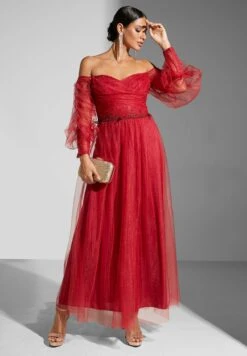 Off-Shoulder Net Gown -Silk Bloom Dresses Store 5 zoom desktop 359