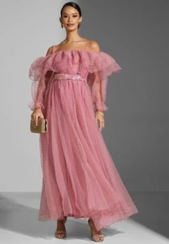 Off Shoulder Gown With Ruffles -Silk Bloom Dresses Store 5 zoom desktop 369