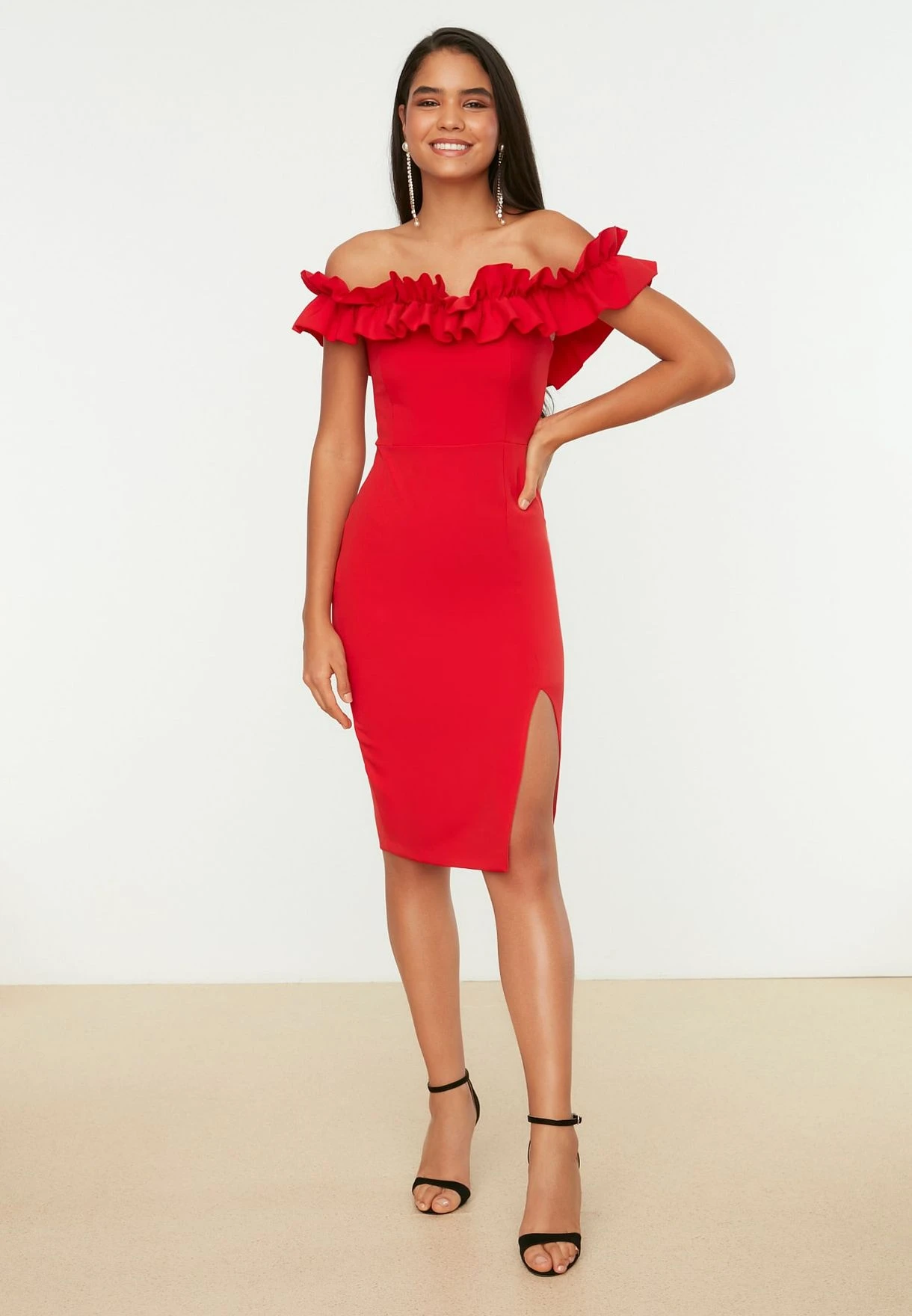 Trendyol Bardot Bodycon Dress 5 Trendyol Bardot Bodycon Dress - Image 5