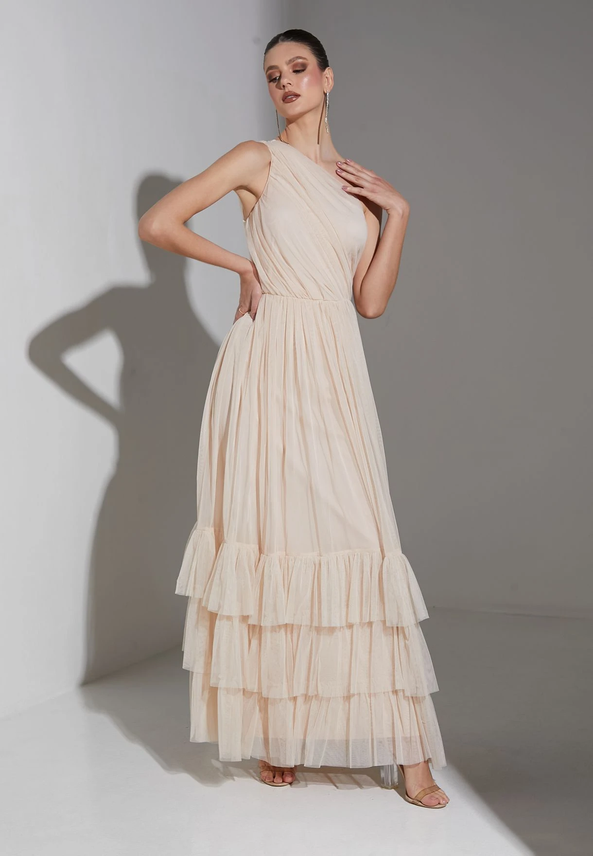 One Shoulder Ruffled Maxi Dress 5 One Shoulder Ruffled Maxi Dress - Image 5