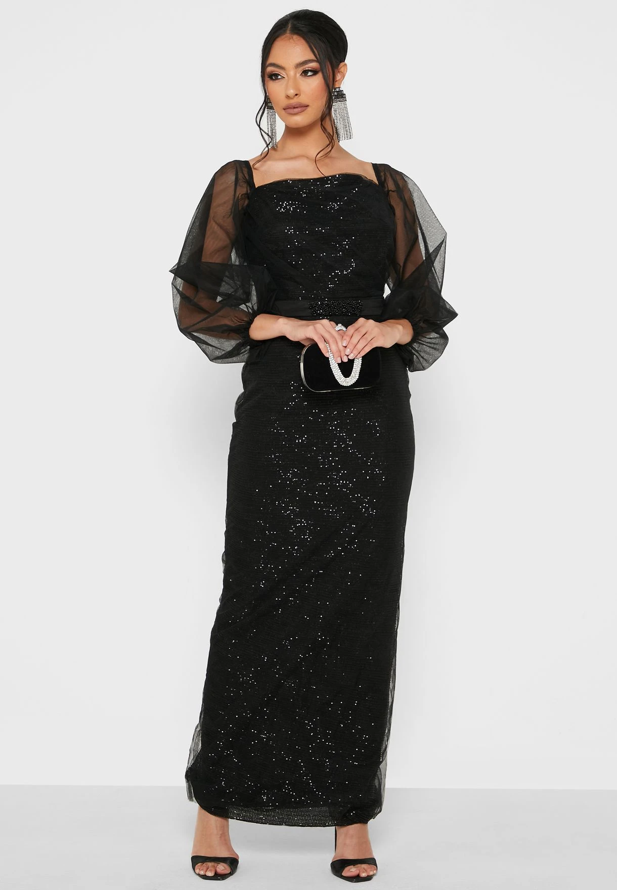 Puff Sleeves Embellished Dress 5 Puff Sleeves Embellished Dress - Image 5