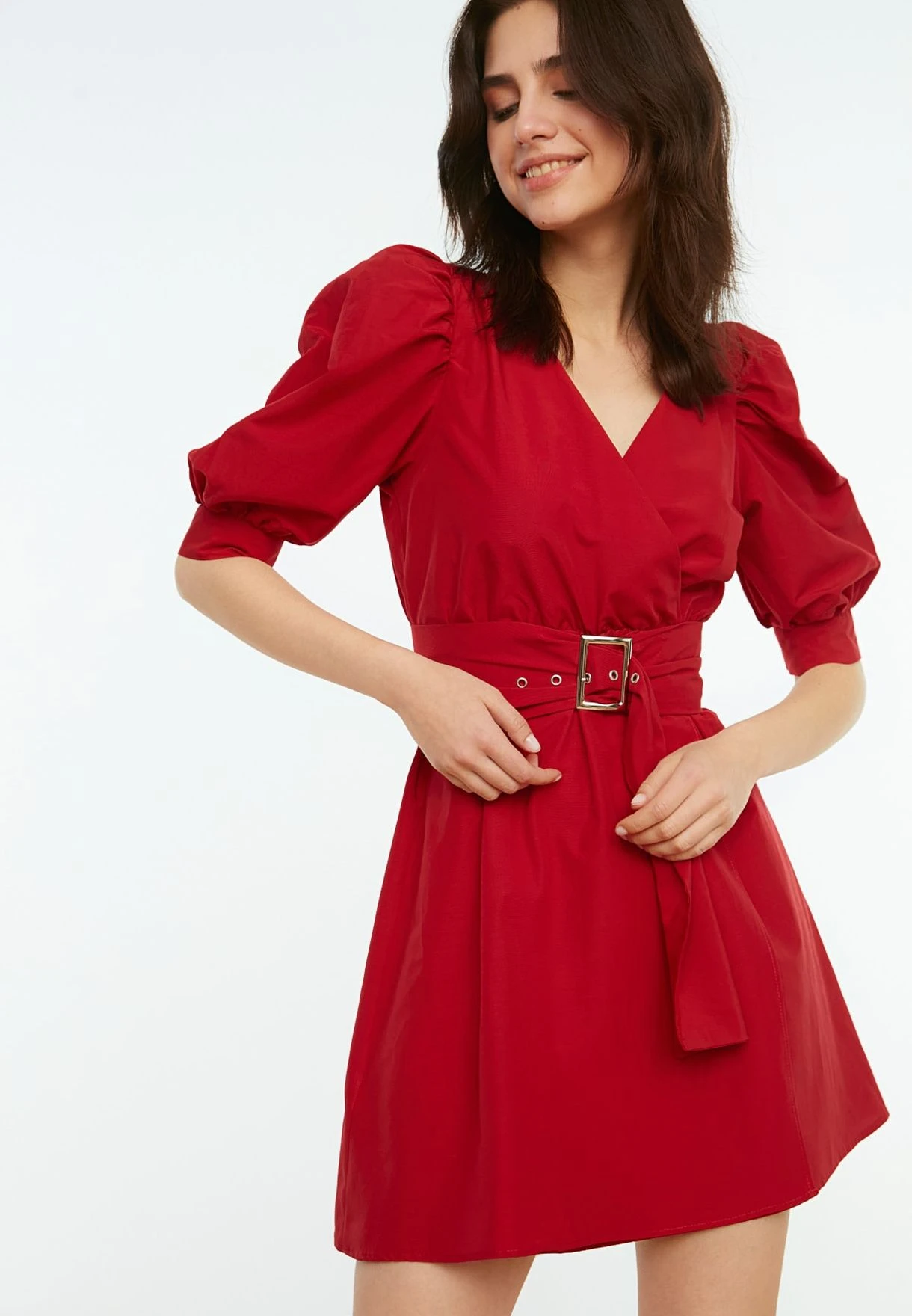 Trendyol Balloon Sleeve Wrap Dress 5 Trendyol Balloon Sleeve Wrap Dress - Image 5