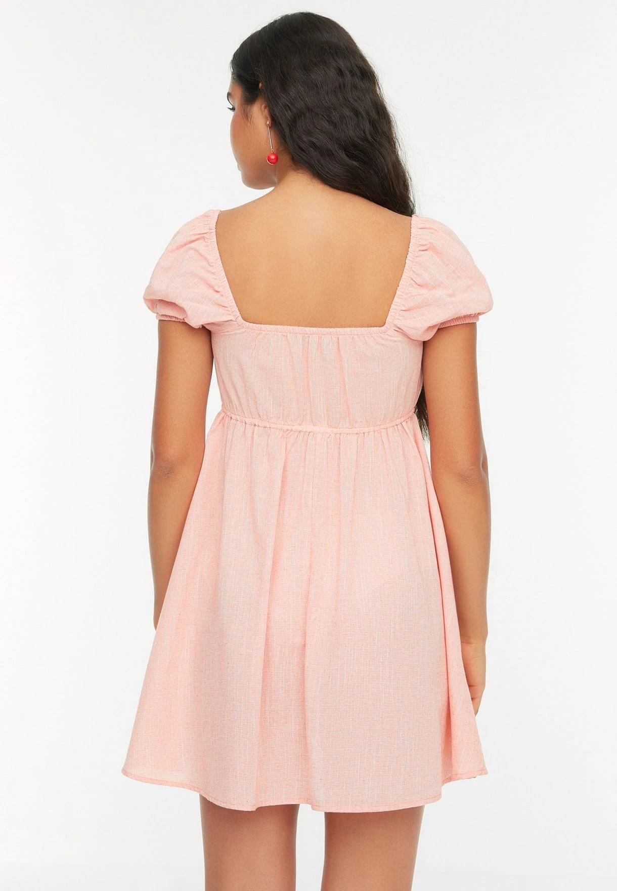 Trendyol Puff Sleeve Embroidered Button Detail Dress 5 Trendyol Puff Sleeve Embroidered Button Detail Dress - Image 5