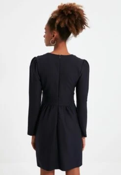 Trendyol Shirred V-Neck Dress -Silk Bloom Dresses Store 5 zoom desktop 86