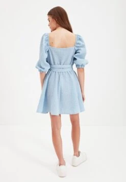 Trendyol Balloon Sleeve Checked Dress 9 Trendyol Balloon Sleeve Checked Dress -Silk Bloom Dresses Store 5 zoom desktop 9