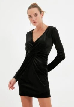 Trendyol V-Neck Pleat Detail Bodycon Dress -Silk Bloom Dresses Store 6 zoom desktop 32