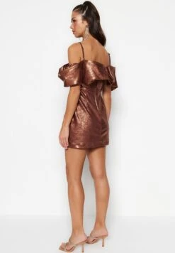 Trendyol Cold Shoulder Textured Dress -Silk Bloom Dresses Store 6 zoom desktop 46