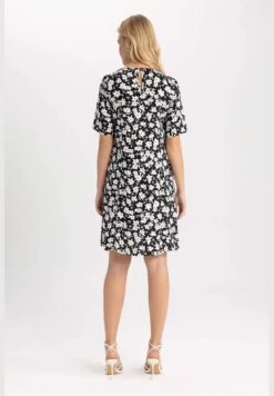 DeFacto Woman C Neck Short Sleeve Woven Dress -Silk Bloom Dresses Store 6 zoom desktop 75