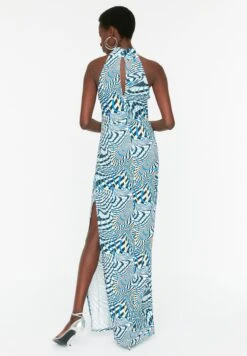 Trendyol Halter Neck Side Split Printed Dress -Silk Bloom Dresses Store 6 zoom desktop 96