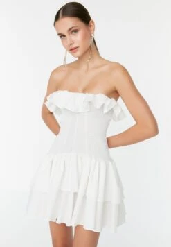 Trendyol Bardot Ruffle Detail Layered Dress -Silk Bloom Dresses Store 7 zoom desktop 19