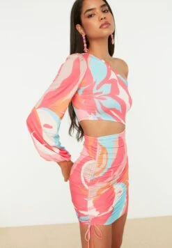 Trendyol One Shoulder Cut Out Detail Printed Dress -Silk Bloom Dresses Store 7 zoom desktop 36