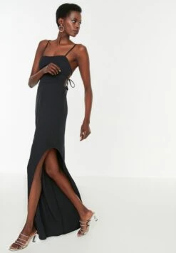 Trendyol Side Split Strappy Square Neck Dress -Silk Bloom Dresses Store 7 zoom desktop 55