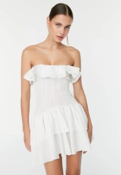 Trendyol Bardot Ruffle Detail Layered Dress -Silk Bloom Dresses Store 8 zoom desktop 17