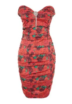 Trendyol Floral Print Bardot Knitted Dress -Silk Bloom Dresses Store 8 zoom desktop 26
