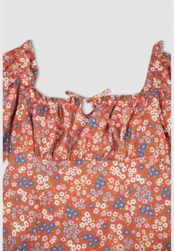 DeFacto Woman A-Line Short Sleeve Woven Dress -Silk Bloom Dresses Store 9 zoom desktop 30